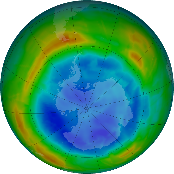 Antarctic ozone map for 27 August 2010